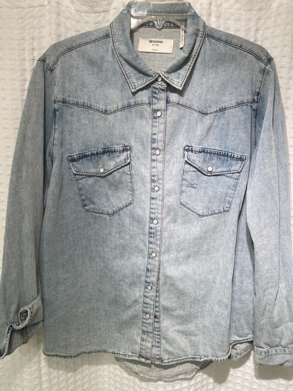 One Teaspoon Light Wash Denim Button-Down Shirt